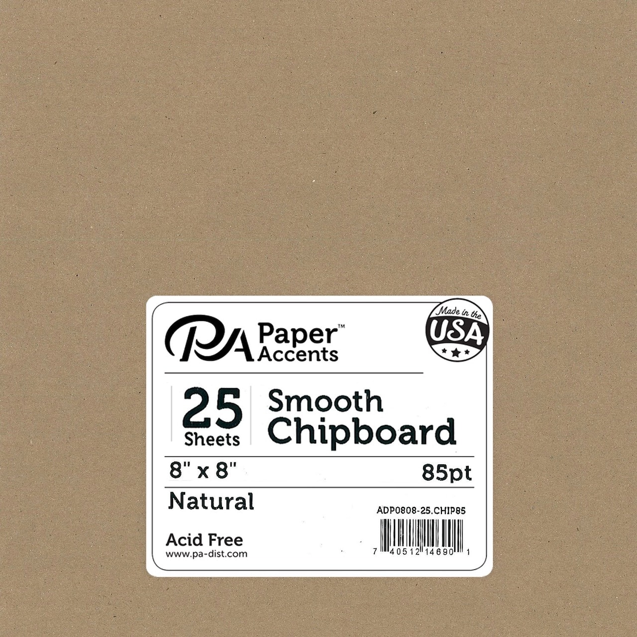 PA Paper&#x2122; Accents Natural 8&#x22; x 8&#x22; 85pt. Smooth Chipboard, 25 Pieces